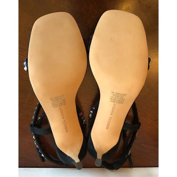 REBECCA MINKOFF - 🎉HP🎉 L Sz 6.5 (37) Nanine Suede & Crystal 3” Heels NEW IN BOX! - Picture 6 of 16